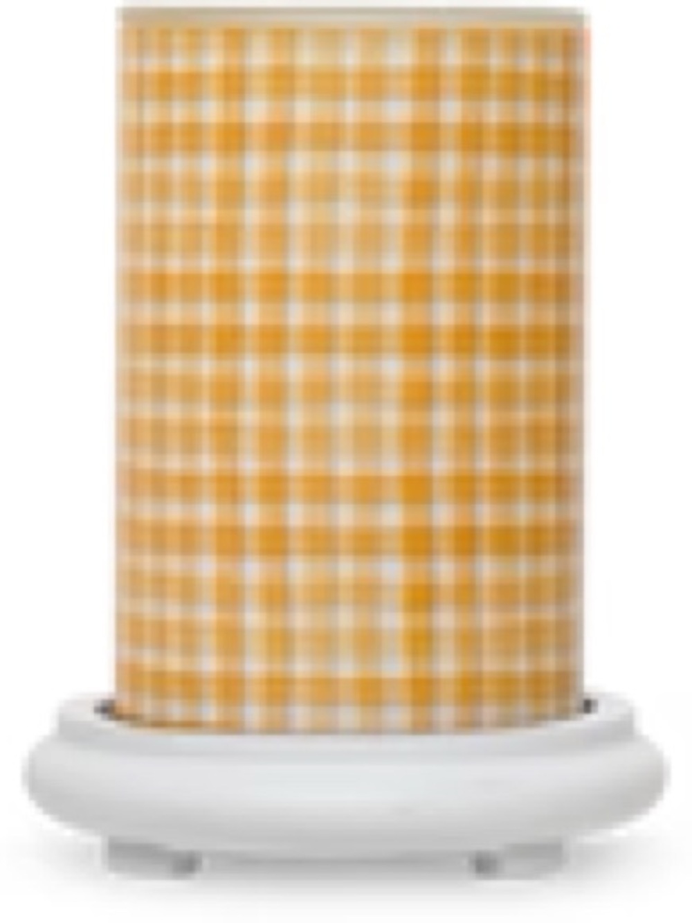 Pink Zebra Yellow Gingham Simmering Light Wax Warmer with Antique White Base